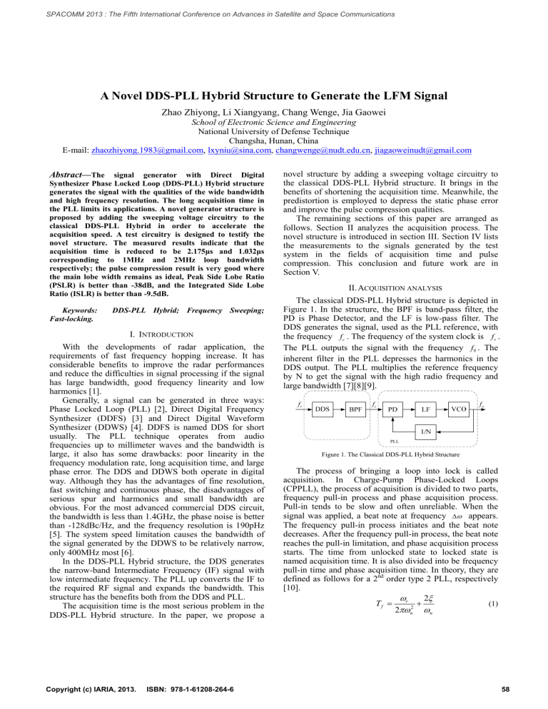 A Novel DDS-PLL Hybrid Structure To Generate The LFM