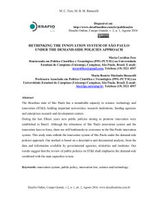 RETHINKING THE INNOVATION SYSTEM OF SÃO PAULO UNDER