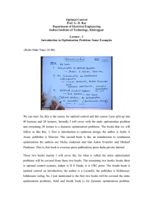 Optimal Control Prof. G. D. Ray Department of Electrical Engineering