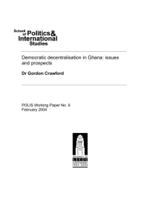 Democratic decentralisation in Ghana: issues and prospects [PDF