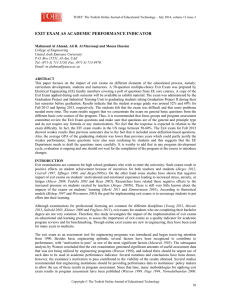 exit exam as academic performance indicator