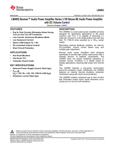 LM4952 3.1W Stereo-SE Audio Power Amplifier with DC Volume