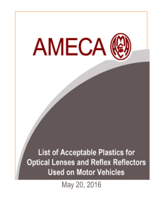 AMECA List of Acceptable Plastics for Optical Lenses and Reflex