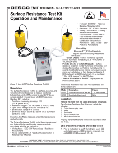 Surface Resistance Test Kit Operation and Maintenance