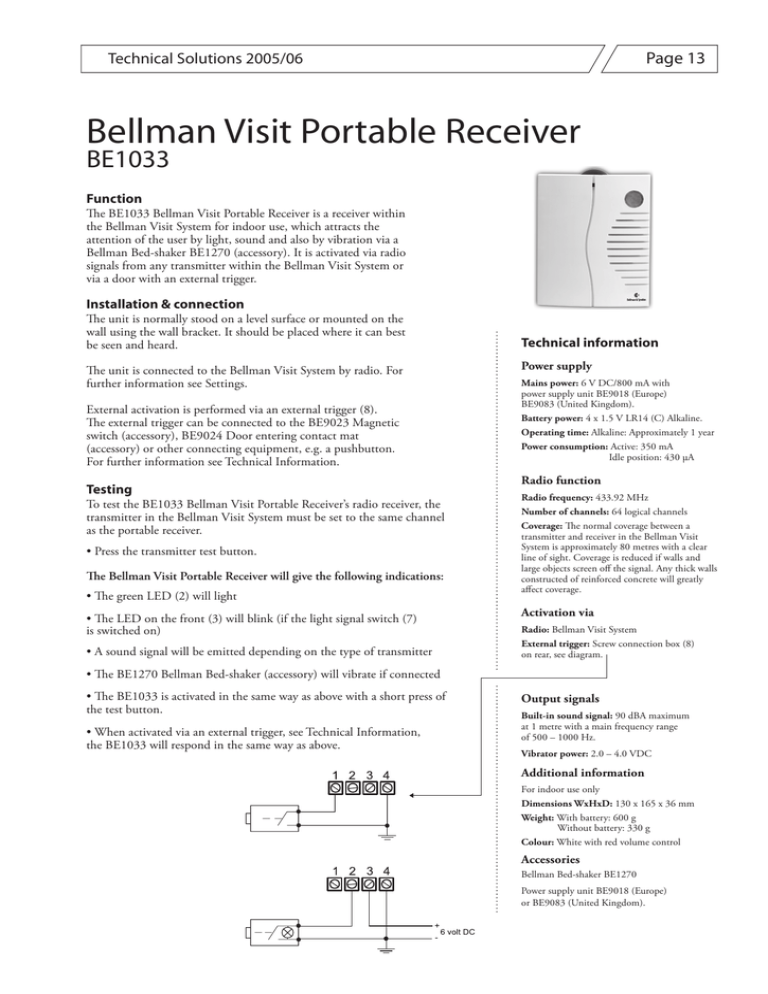 Bellman Visit Portable Receiver