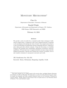 Monetary Mechanisms - Economics | University of Missouri