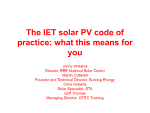 The IET solar PV code of practice