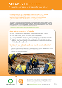 Solar PV Fact Sheet - A guide to purchasing solar power for your