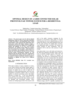 optimal design of a grid connected solar photovoltaic