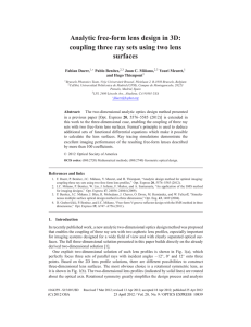 Analytic free-form lens design in 3D: coupling three ray sets using