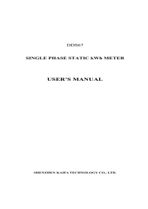 SINGLE PHASE STATIC kWh METER USER`S MANUAL