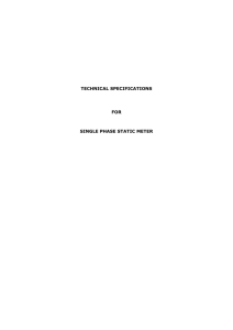 TECHNICAL SPECIFICATIONS FOR SINGLE PHASE STATIC METER