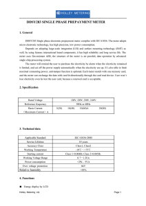 DDSY283 SINGLE PHASE PREPAYMENT METER