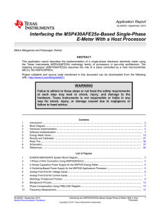 Interfacing the MSP430AFE25x-Based Single-Phase E