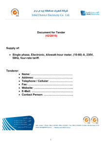 Document for Tender (42/2016) Supply of: • Single phase, Electronic