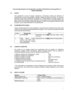 1 Technical Specifications for Single Phase Two Wire (5