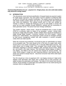 Technical Specifications for Single Phase Electronic Energy Meter of