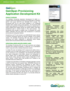 GainSpan Provisioning Application Development Kit