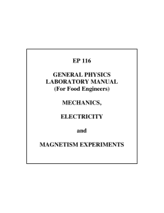 EP 116 GENERAL PHYSICS LABORATORY MANUAL (For Food