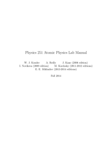 Physics 251 Atomic Physics Lab Manual