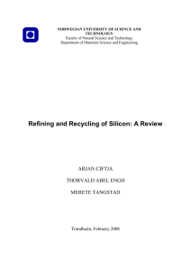 Refining and Recycling of Silicon