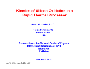 Kinetics of Silicon Oxidation in a Rapid Thermal Processor