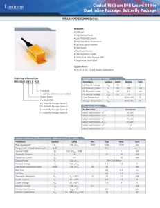 Cooled 1550 nm DFB Lasers 14 Pin Dual Inline Package, Butterfly