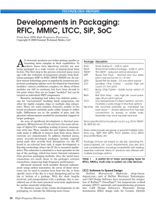 Developments in Packaging: RFIC, MMIC, LTCC, SiP, SoC