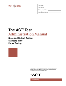 ACT Administration Manual for State and District Testing