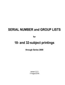 SERIAL NUMBER and GROUP LISTS 18