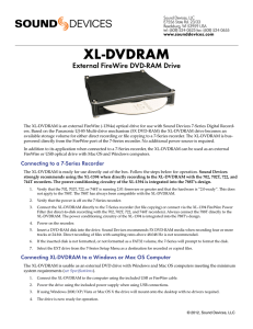 Sound Devices XL-DVDRAM - User Guide and Technical Information