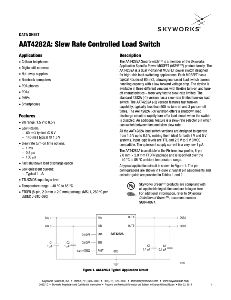 AAT4282A Slew Rate Controlled Load Switch