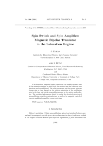 Spin Switch and Spin Amplifier: Magnetic Bipolar Transistor in the