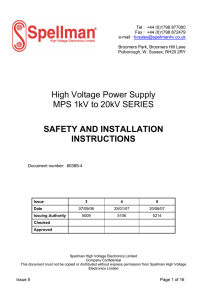High Voltage Power Supply MPS 1kV to 20kV SERIES SAFETY
