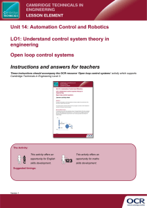 Open loop control systems - Lesson Element - Teacher