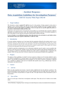 Data Acquisition Guidelines for Investigation Purposes - CERT-EU