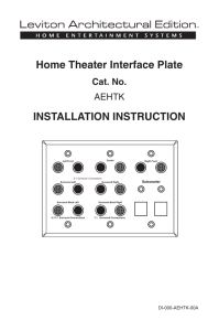 Home Theater Interface Plate INSTALLATION
