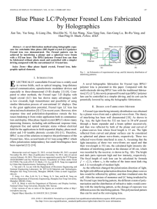 Blue Phase LC/Polymer Fresnel Lens Fabricated by Holographics