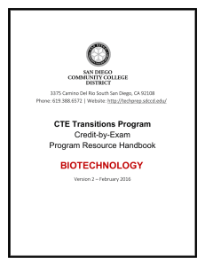 Credit by Exam Handbook for Biotechnology