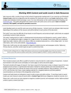 Working With Content and Lexile Levels in Gale Resources