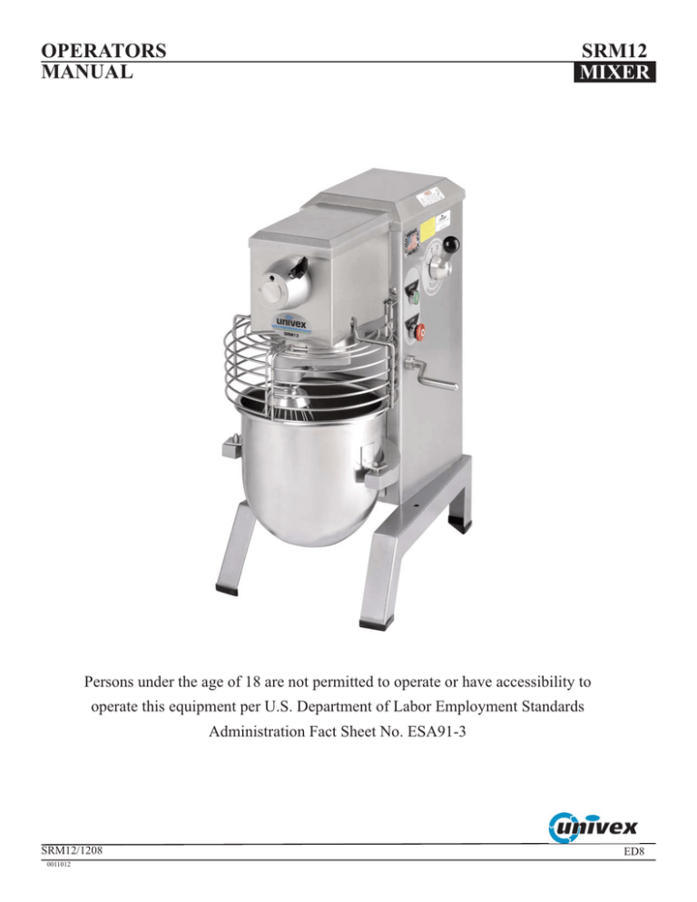 operators srm12 manual mixer