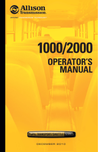 Allison Transmission 1000/2000 Operator`s