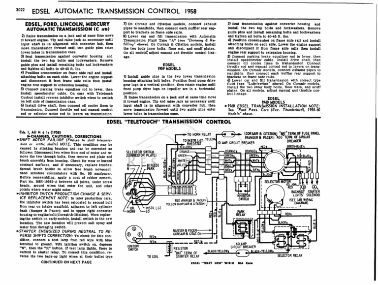 Edsel Automatic Transmission Control 1958