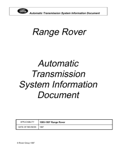 Range Rover Automatic Transmission System Information Document