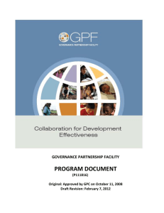 DFID – WORLD BANK GOVERNANCE PARTNERSHIP FACILITY