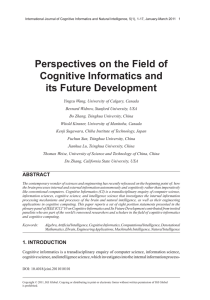 Perspectives on the Field of Cognitive Informatics and its Future