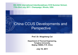 China CCUS Developments and Perspective