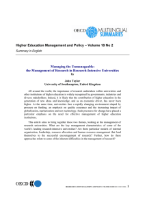 Higher Education Management and Policy