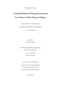 Creating Markets for Energy Innovations - ETH E