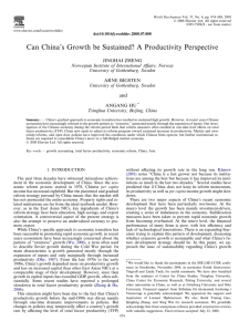 Can China`s Growth be Sustained? A Productivity Perspective